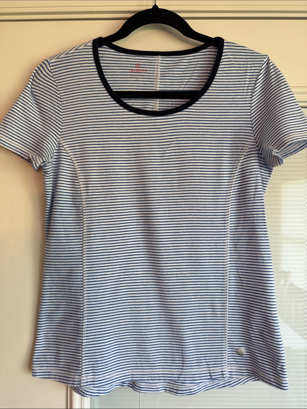 Talbots Blue and White Striped Short-Sleeve Tee